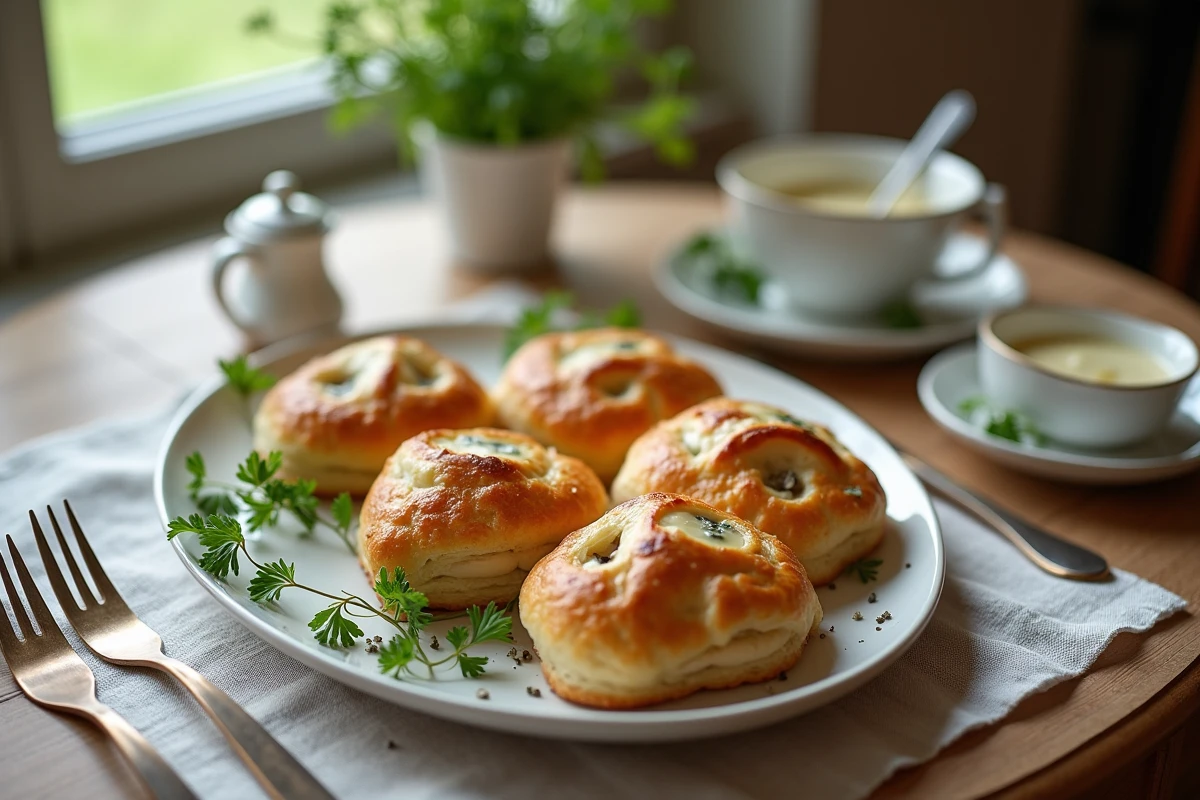 Gros plan sur des bouch&eacute;es &agrave; la reine sur la table